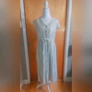 Briggs Blue and White Striped Dress XS